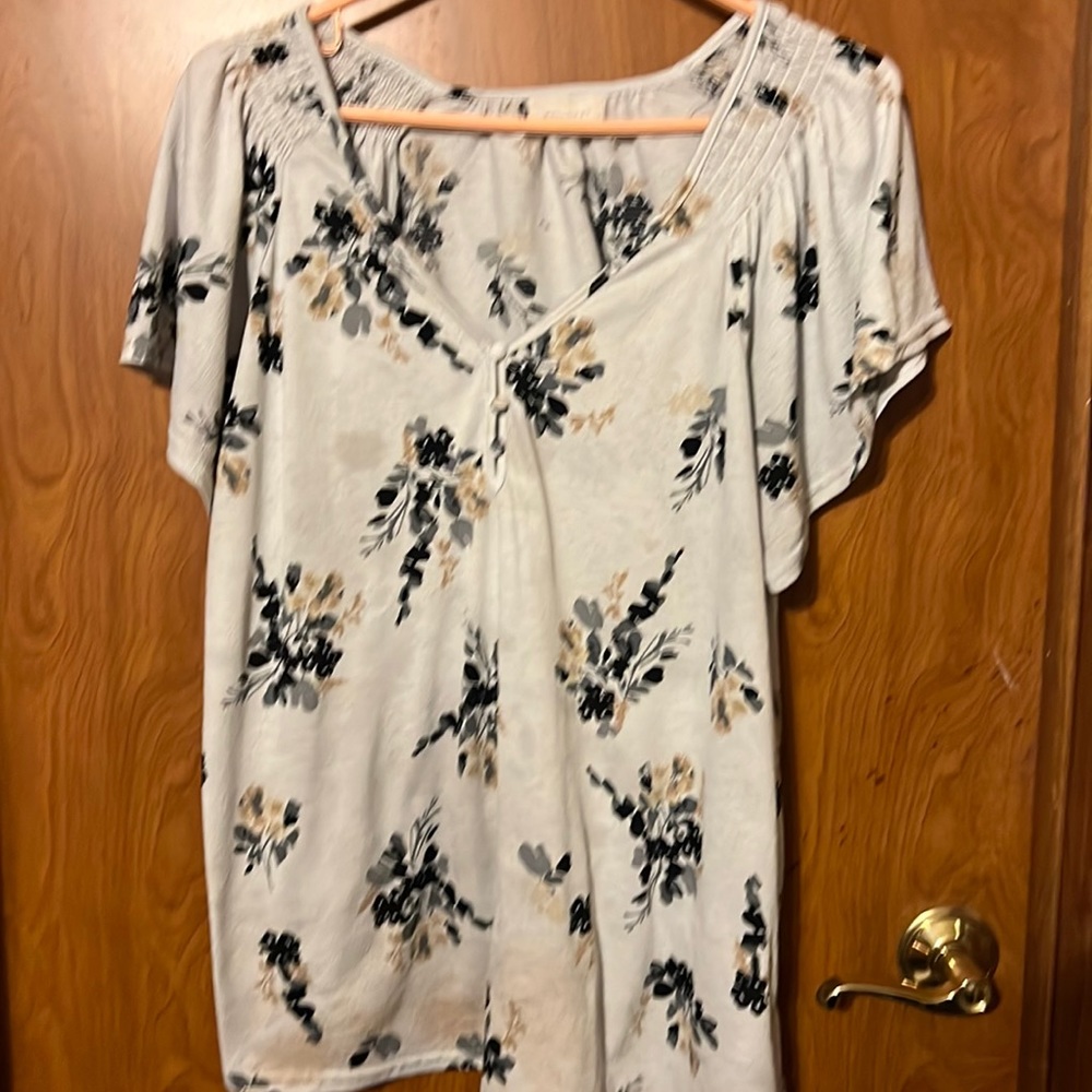 Floral print (melloday)blouse Size XL L 3/4 Sleeve Blouse